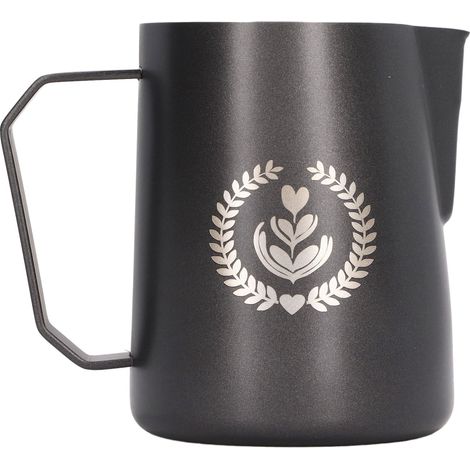 Pitcher à lait inox 450ml pour mousseur à café, couleur argent et noir (1/5)