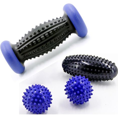 Juego de 4 rodillos de masaje para pies, PE/PVC, bola de masaje, rodillo de masaje, ideal para la relajación muscular - 19 x 8,6 cm - Negro (1/5)