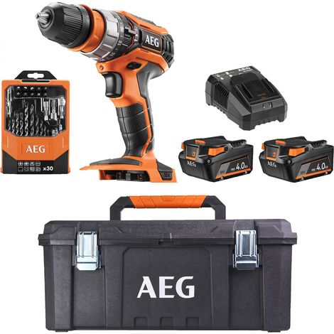 KIT TRAPANO A PERCUSSIONE A BATTERIA + 2 BATTERIE DA 4Ah + SET 30 ACCESSORI AEG (1/2)