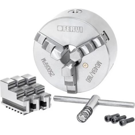 Fervi M049A/160 Mandrin auto-centrant de précision à 3+3 mors pour tours