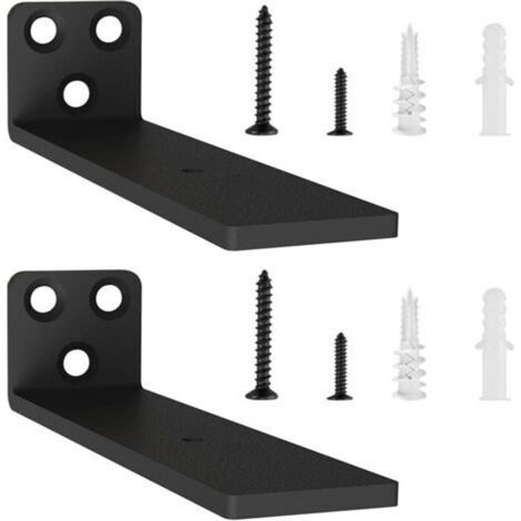 2 Pièces Equerre Etagere Murale 15 cm, Equerre Charge Lourde, Support étagère Murale Pour Étagères Ouvertes de Bricolage (Noir)