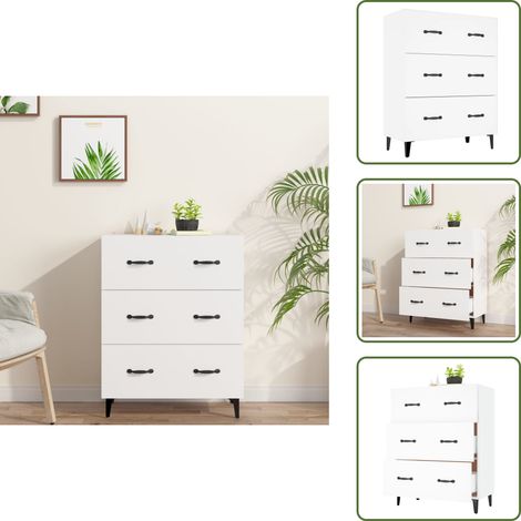 Sideboard Weiß 69,5x34x90 cm Holzwerkstoff - Schreibtisch - Wohnzimmermöbel - Sideboard - Regal - Holzmöbel (1/5)