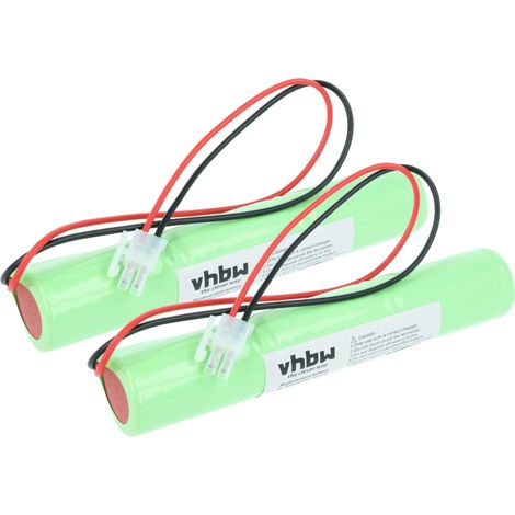 vhbw 2x Batterie remplacement pour BAES 329055240 pour éclairage d'issue de secours (2500mAh, 3,6V, NiCd)