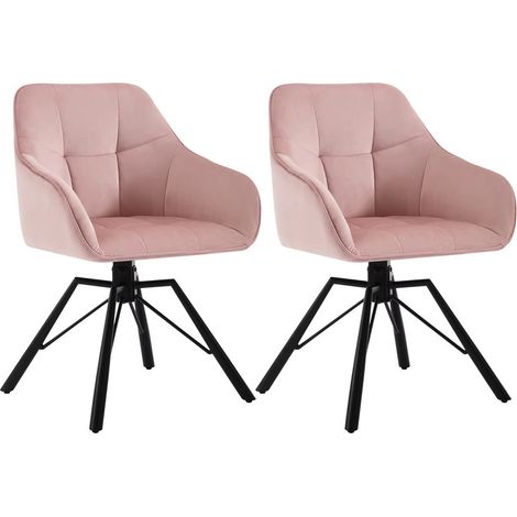 Lot de 2 chaises pivotantes avec accoudoirs, assise rembourrée et dossier confortable, idéal pour salle à manger, salon et usage domestique, 58,5 x 54,5 x 82,5 cm, rose