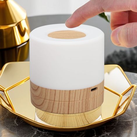 Luz nocturna LED recargable con 3 temperaturas de color y acabado con tacto de madera. (1/5)