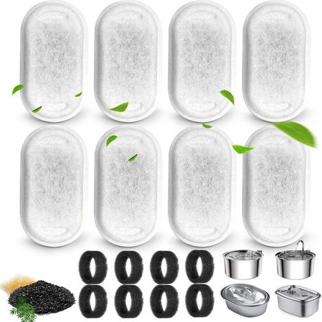 16 cartuchos de filtro para bebederos de mascotas, filtros para fuentes de agua, Bebederos ajustables para mascotas (1/5)