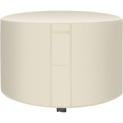 Housse de protection imperméable pour salon de jardin rond, tissu Oxford 420D, coupe-vent, protection UV, beige 185 x 95 cm