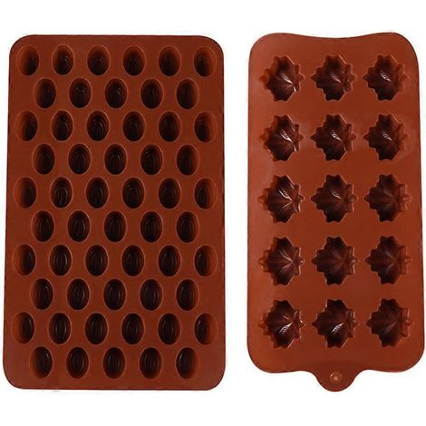 2 Stück Schokoladenformen Rosen-Schokoladen-Osterei-Kuchen-Osterkeks-Schokoladenbackformen aus Silikon-18.5X11CM-Light Brown 1 (1/3)