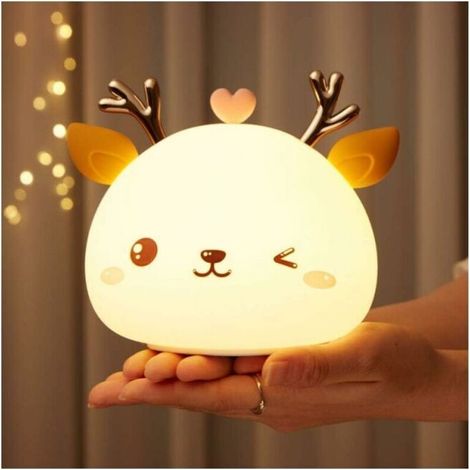 Baby Night Light, Rechargeable LED Night Light for Kids, Bedside Lamp, Portable Silicone Night Light for Adults (Girls and Boys), 7 Colors, Multicolor Deer Lamp with Touch Control, Birthday Gift for W (1/5)