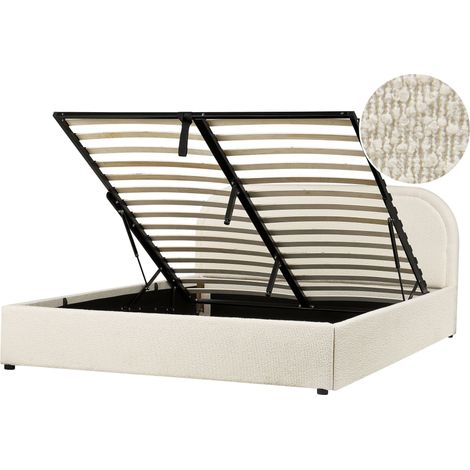 Ottoman Bed Boucle QUILLIEN 140 x 200 cm (EU Double) Light Beige