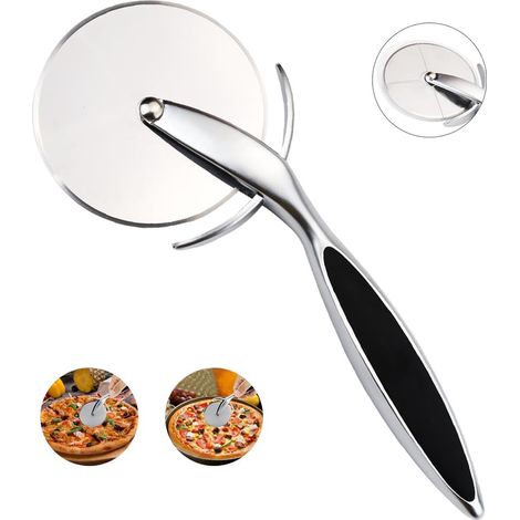 Coupe-Pizza - Roue En Acier Inoxydable - Poignée Ergonomique Anti-Dérapante En Alliage D'Aluminium Et Silicone - 19 Cm - Diamètre Roue 7,5 Cm - 1 Pièce (1/5)