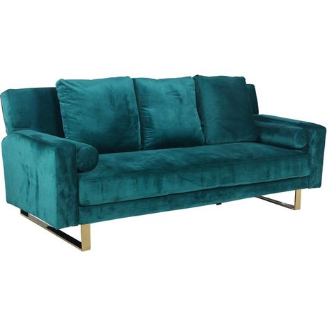 Canapé Convertible Velours "Albine" 210cm Vert (1/3)