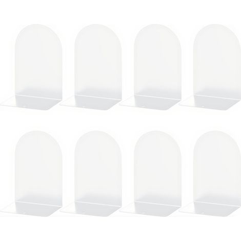 Curved Iron bookends (8, White) Serre-Livres en métal- Lot de 8 Pièces,pour l'école, Serre-Livres Le Bureau et la Maison (1/5)