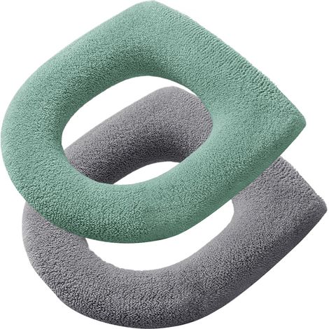 Couverture Pour Abattant De Toilette - Tissu Épais Et Doux - Convient Aux Abattants Ronds Et Allongés - Réutilisable - 2 Pièces (1/5)