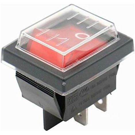 Interrupteur à Bascule 2 Ples étanche - 1 Pièce - 250V 16A - Avec Voyant Lumineux - Pour Tableau électrique - Noir