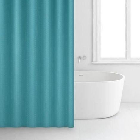 1 rideau de douche, vert et bleu, polyester imperméable, 180 x 200 cm, œillets renforcés, salle de bain (1/5)