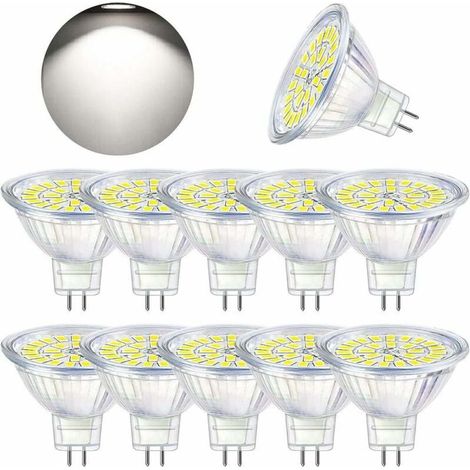 Ampoules LED GU5.3, lumière blanche froide 6000K, LED MR16, 12V 5W (équivalent à une ampoule halogène de 50W), ampoules projecteurs LED non dimmables, paquet de 10 (1/5)