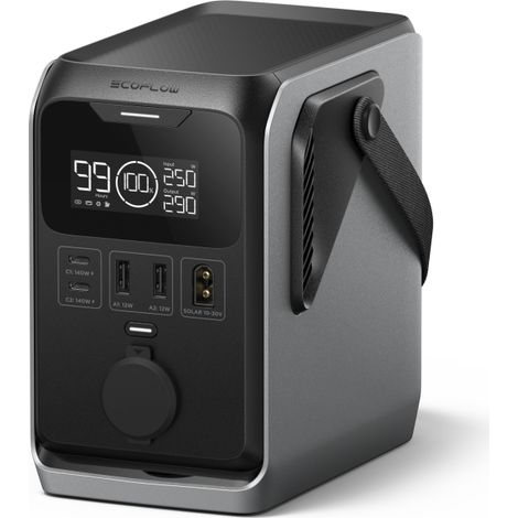Ecoflow – Station d'énergie portable 288Wh – Ultra-légère 2,58 kg – Recharge rapide USB-C – Compatible 90 % équipements extérieurs