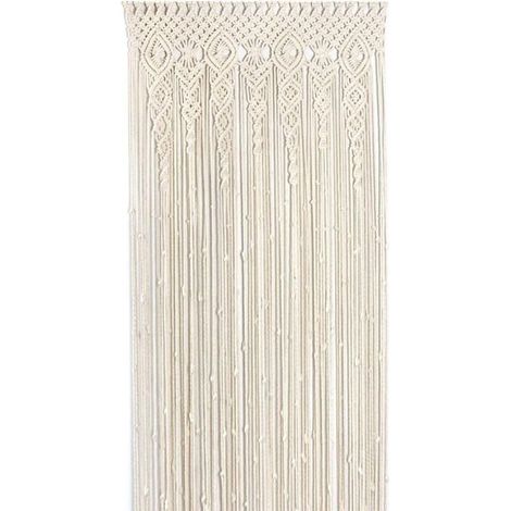 Woven Cotton Wall Hanging, Boho Macramé Tapestry, Chic Modern Woven Art Room Divider Curtain for Wedding Home Decor – Beige 100x200cm (1/4)