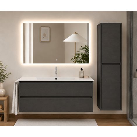 Bathroom cabinet with basin ORIGENBATH IBIZA without mirror 80x40 cm graphite with column (1/5)