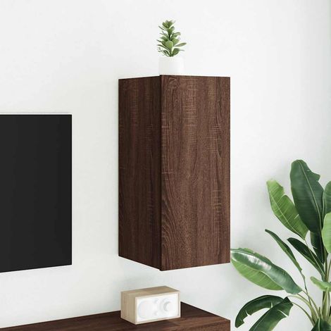 TV-Wandschrank mit LED-Leuchten Braun Eichen-Optik 30,5x35x70cm (1/5)