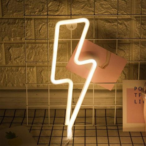 Luz Nocturna Decorativa - Lámpara LED con Diseño de Flash - Luz Cálida Blanca - Para Habitación Infantil - 13,38 x 5,12 x 0,78 Pulgadas - Funciona con Pilas AA o USB (1/5)
