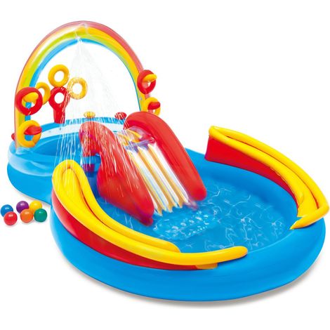 Intex 57453 piscina gonfiabile play center arcobaleno con scivolo e toppa di riparazione inclusa