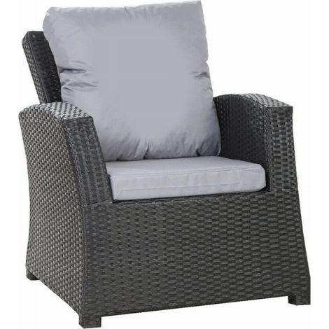 Coussins de fauteuil tressé en résine 56x52x7+56x50 4pcs Coussin l'extérieur gris ensemble de jardin rotin Coussins de chaise avec dossier