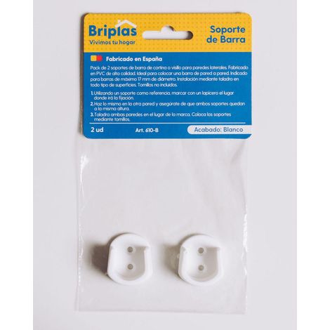 FPLUS briplas soporte barra cortina baño 2 u blanco 610b , briplas soporte barra cortina baño 2 u blanco 610b
