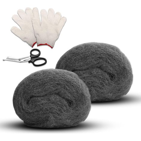 Stahlwolle 2er-Pack Stahlwolle gegen Mäuse – Anti-Nagetier-Stahlwolle Nr. 0 mit Handschuhen, Schere zum Abdichten von Spalten, Reinigen und Polieren (1/5)