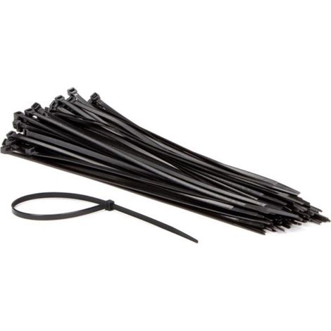 Perel Kabelbinder Nylon schwarz, 100 Stück, Kabelbinder 300 x 4,8 mm, UV-beständig, selbstverriegelnd, 36 kg Zugkraft, für schwere Anwendungen drinnen und draußen