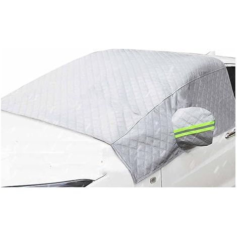 Housse pare-brise isolante épaisse double couche, anti-neige et anti-chaleur avec protections miroirs latéraux et signalisation nocturne (1/5)