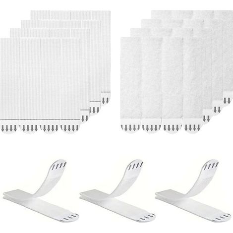 72 pièces scratch autocollant double face, accroche tableau sans percer, 19 x 92 mm, blanc, pour affiches cadres miroirs (1/5)