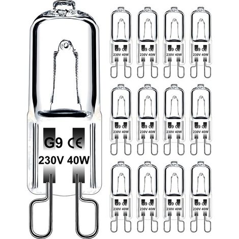 Ampoule G9 40W 230V Dimmable Blanc Chaud, Ampoule Halogène G9 Tolérance de 300°C, Ampoule Four G9 Pour Four Micro-ondes Cuisinière Plafonniers, Lot de 12 (1/5)