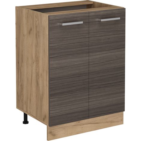 Meuble bas de cuisine R-Line, Gris noble, 60cm sans PT, Vicco (1/4)