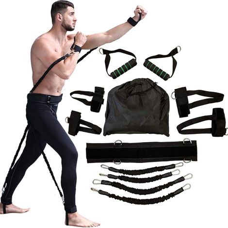 Ensemble de 12 bandes de résistance pour la boxe, le renforcement des jambes et de la taille - Entraîneur de sauts et de rebonds pour le basketball et les combats - Cordon de serrage (1/2)