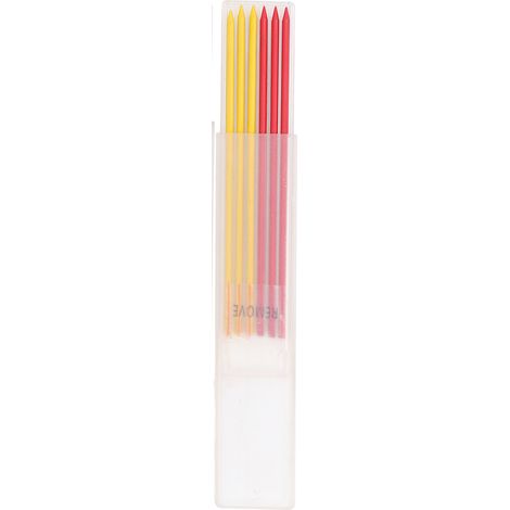 Lot de 6 recharges de crayon de menuisier 2,8 mm HB pour traçage et marquage sur bois, cire rouge et jaune (1/5)
