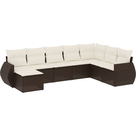 Maison Exclusive - Set Divani da Giardino 8 pz con Cuscini Marrone in Polyrattan (1/5)