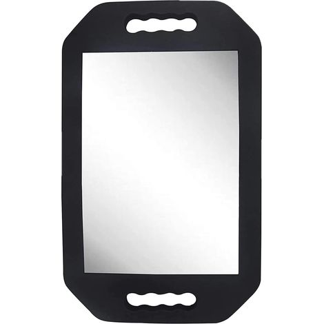 Grand Miroir à Main Rectangulaire Double Poignée pour Coiffure et Barbier Noir (1/5)