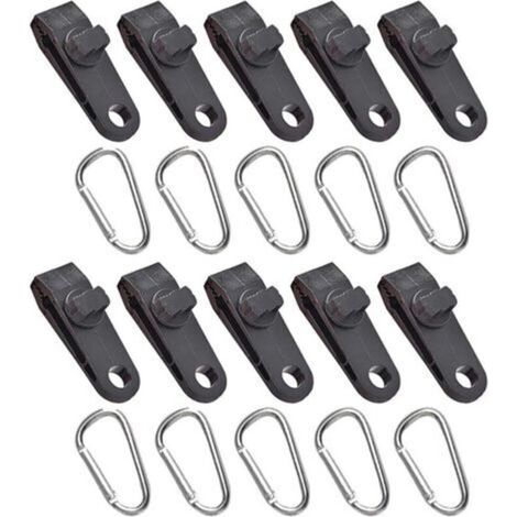 10Pcs Tarp Clips Auvent Pince, Multipurpose Heavy Duty Tarp Clips avec Conception De Pince De Verrouillage pour Camping en Plein Air, Tente, Auvent, Bannière Serrer (1/5)