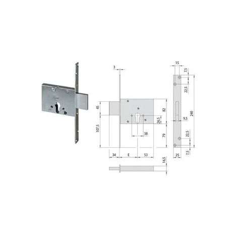 Serratura da Infilare a Cilindro 56013 70 mm (56013700) Cisa