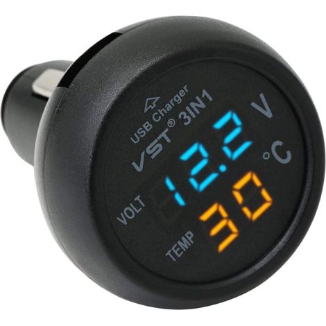 Voltmètre d'affichage de thermomètre numérique de Type Allume-Cigare avec Chargeur USB (1/5)