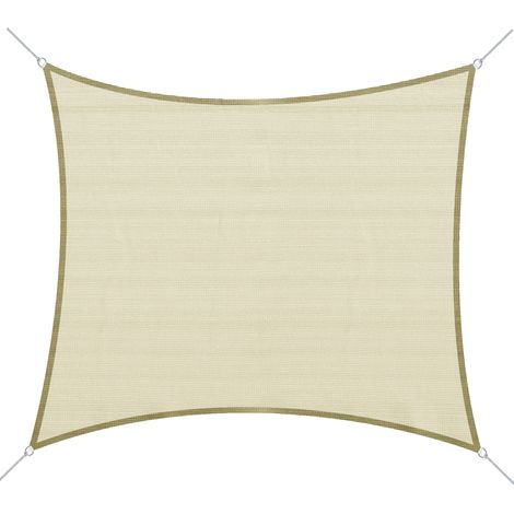 Outsunny – Voile d'ombrage rectangulaire 3x4 m HDPE 185 g/m² – Protection UV 90% – Installation facile avec œillets métal – Couleur crème
