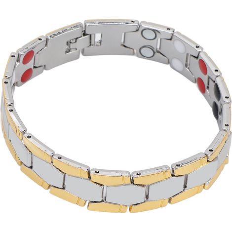 Bracelet magnétique thérapeutique pour hommes et femmes, bracelet magnétique tendance en alliage de zinc pour soulager la douleur (argent et or) (1/5)