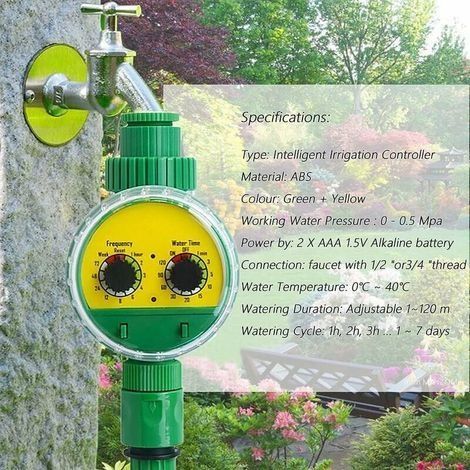 3/4"-Digital-Bewässerungstimer – LCD-Display – Programmierbar bis zu 120 Minuten – Wassersparend für Tropfbewässerung (1/4)
