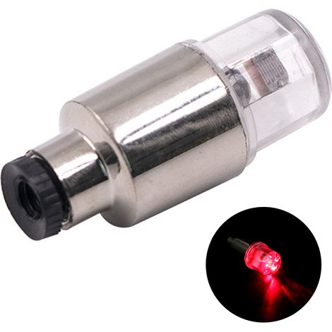 Lot de 2 Capuchons de Valve Roue Moto Lumineux Étanches, Feu Flash pour Pneu Voiture, Vélo, Bicyclette - Rouge (1/5)
