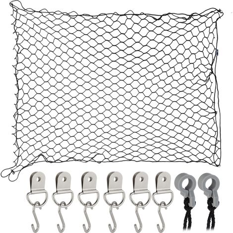 Rete di separazione di sicurezza universale per auto 140 x 120 cm stoccaggio e protezione in polipropilene nero 130013187