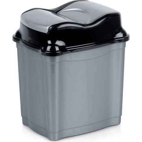 Cubo de basura de pl谩stico gris de 5 litros (1/5)
