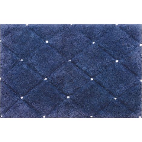 Elegante Badematte aus weicher Baumwolle mit Kristallen, 60 x 90 cm, Marineblau