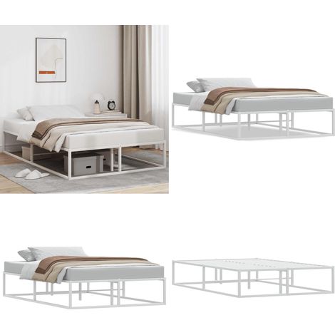 vidaXL Cadre de lit sans matelas blanc 120x200 cm métal (1/5)